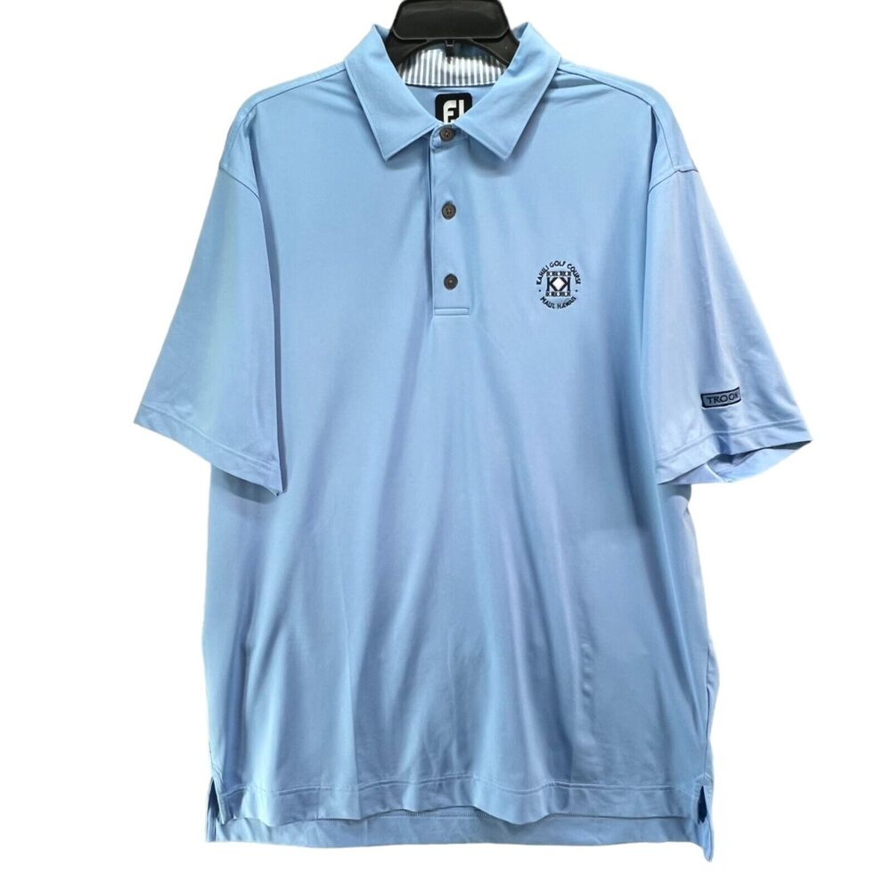 FootJoy FJ Polo Mens L Blue Golf‎ Performance Shirt Kahili GC Maui Hawaii Shirt